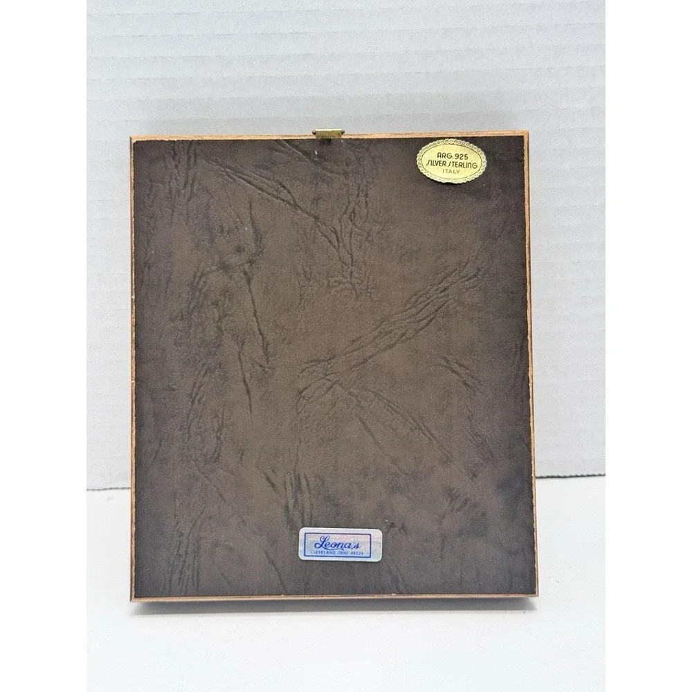 VTG Italian .925 Sterling Silver Guardian Angel Framed Plaque Mint Original Box